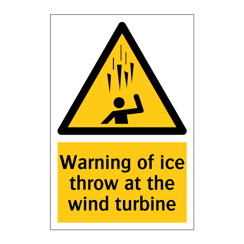 Warning of ice throw at the wind turbine