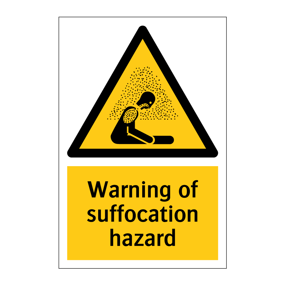 Warning of suffocation hazard