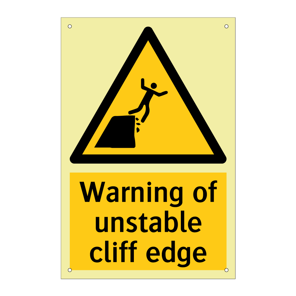 Warning of unstable cliff edge