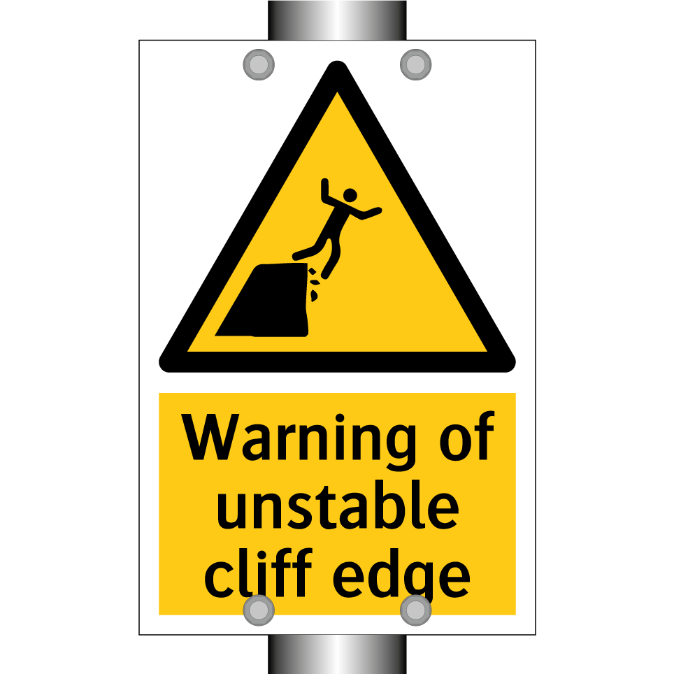 Warning of unstable cliff edge