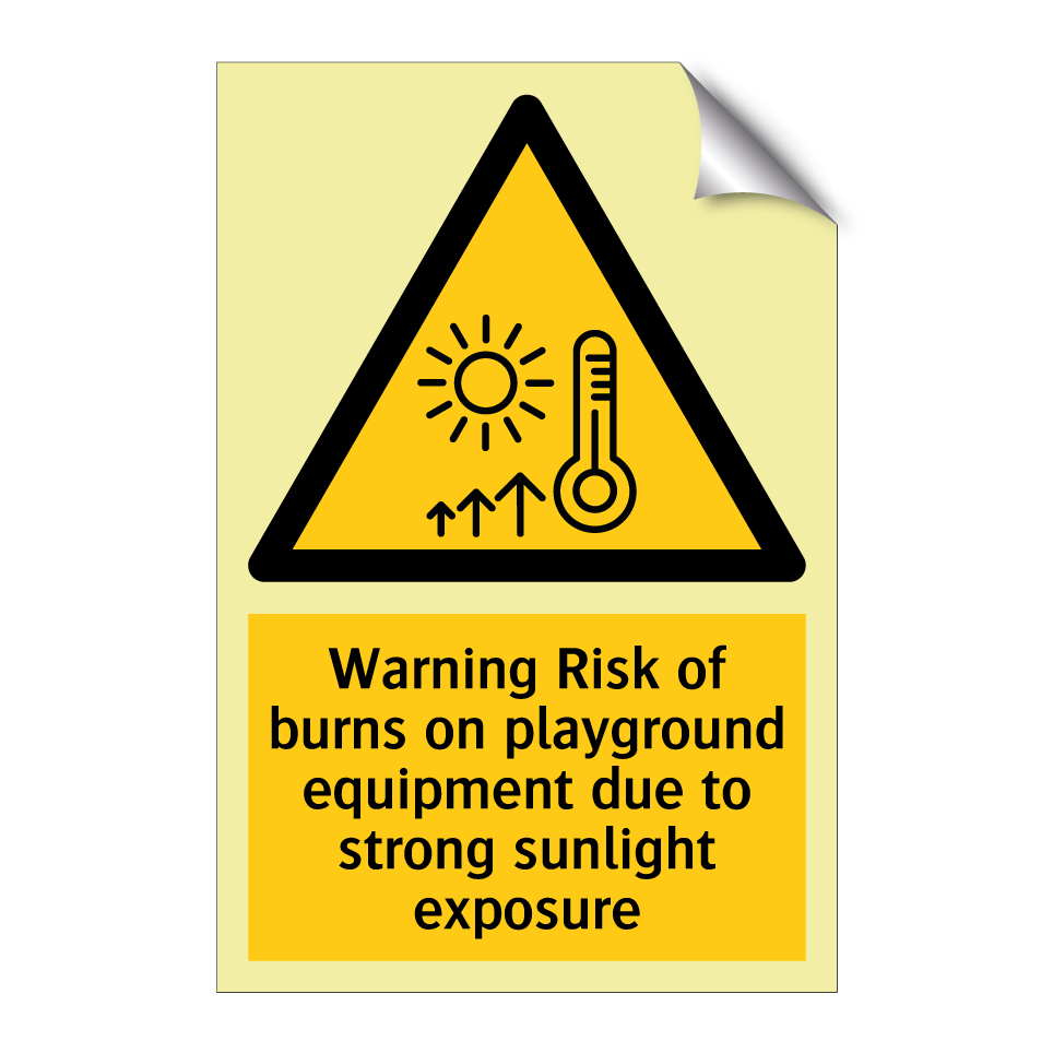 Warning Risk of burns on playground equipment due to strong sunlight exposure