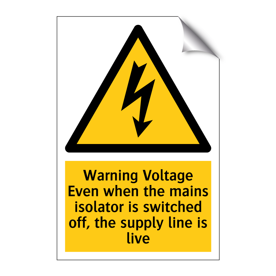Warning Voltage Even when the mains isolator is switched off, the supply line is live