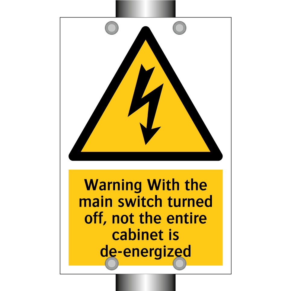 Warning With the main switch turned off, not the entire cabinet is de-energized