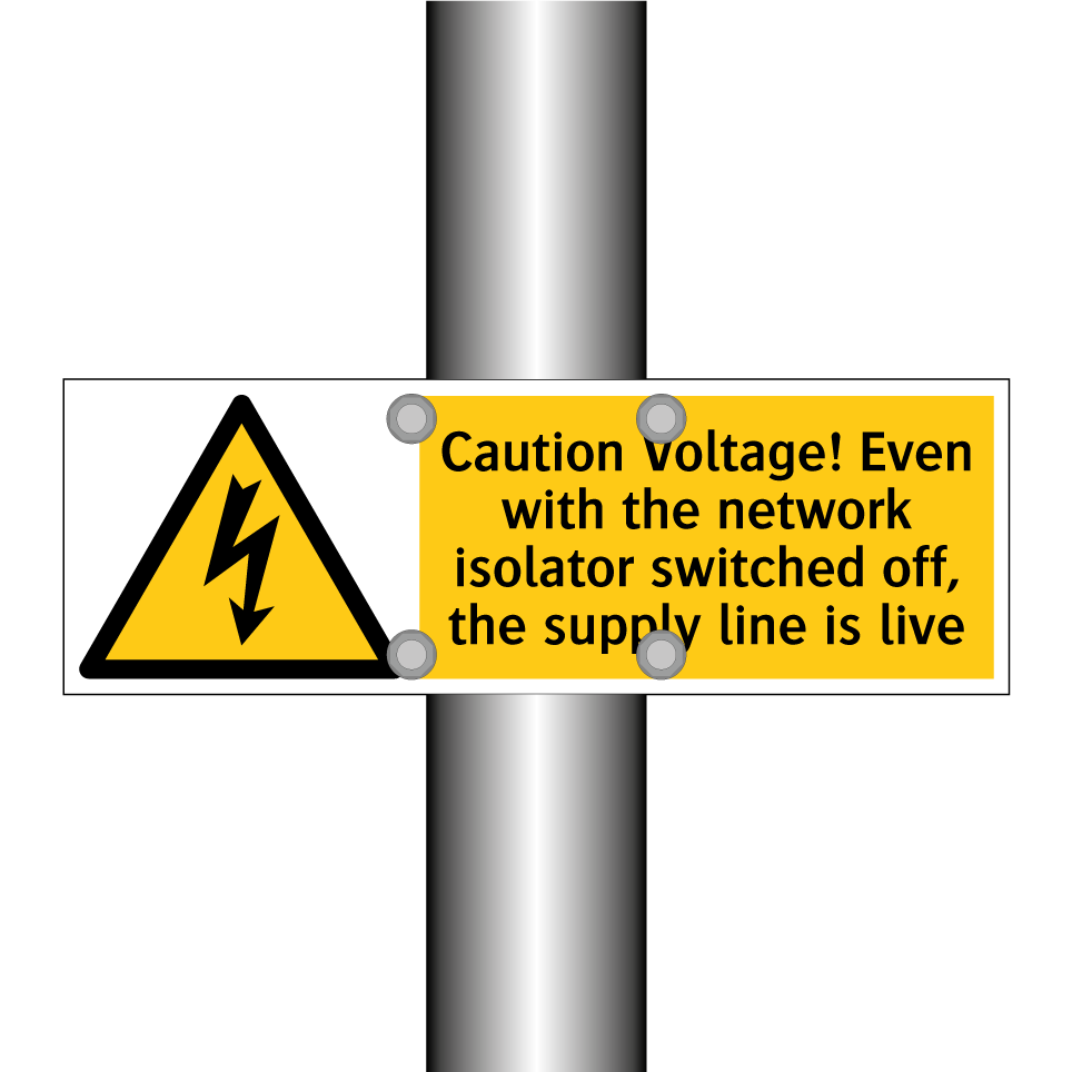 Caution Voltage! Even with the network isolator switched off, the supply line is live