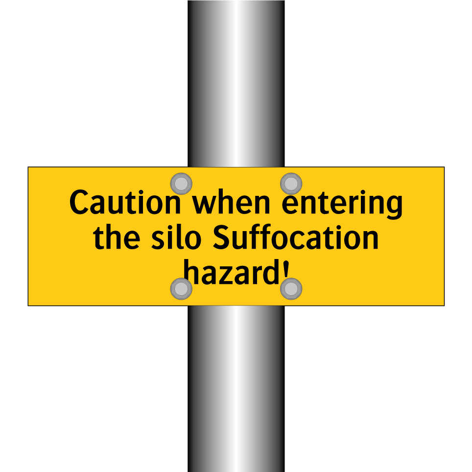 Caution when entering the silo Suffocation hazard!