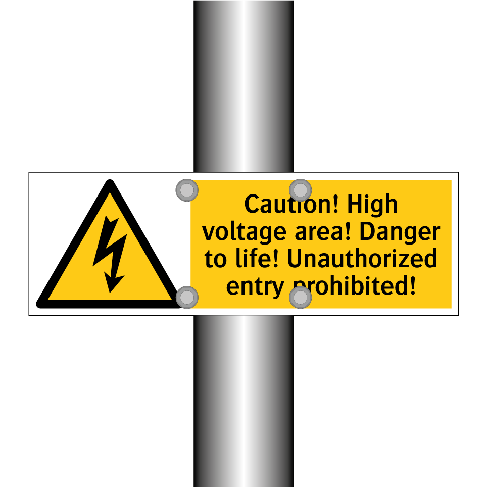 Caution! High voltage area! Danger to life! Unauthorized entry prohibited!