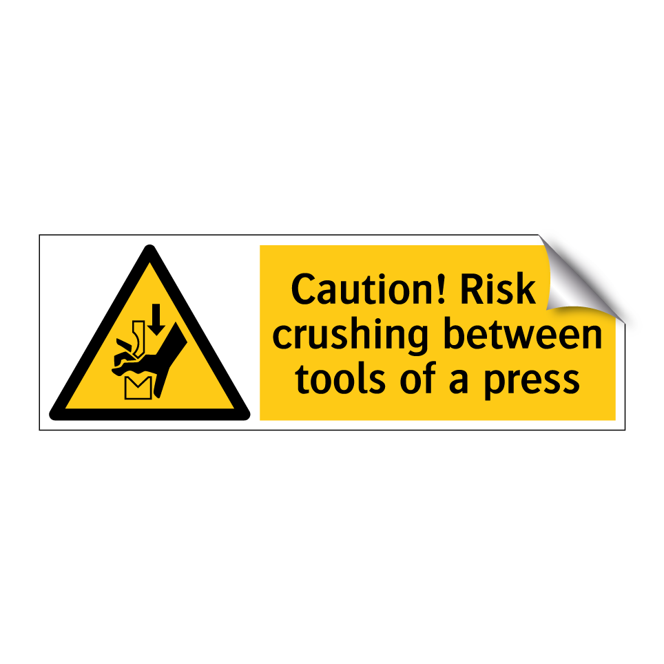 Caution! Risk of crushing between tools of a press