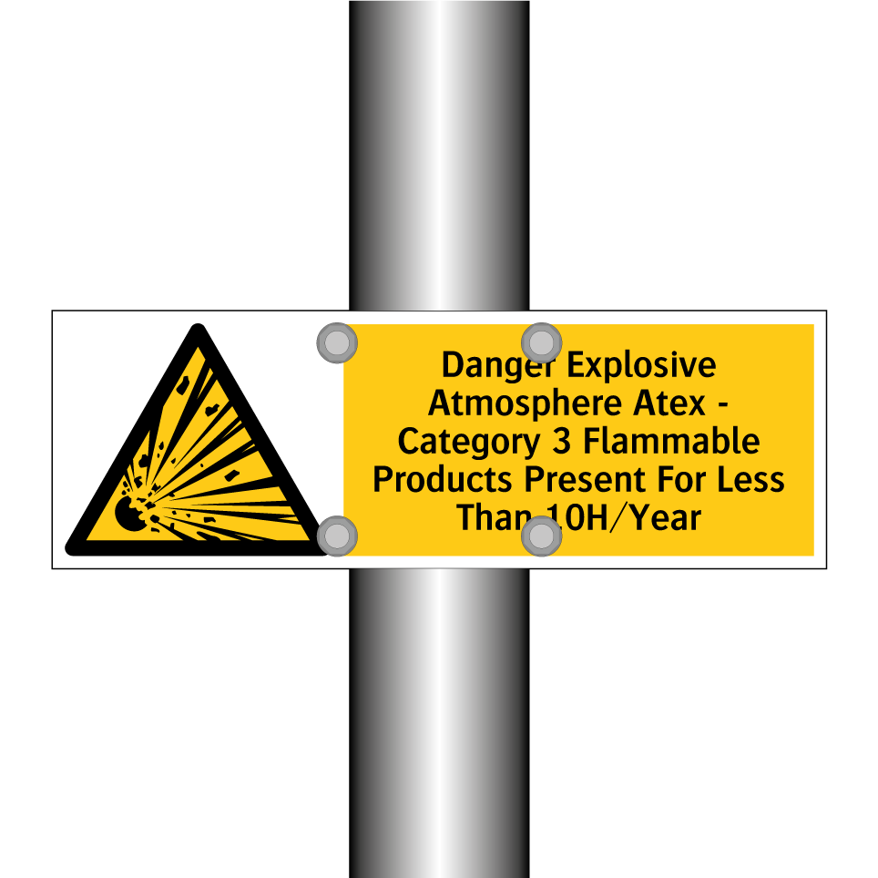 Danger Explosive Atmosphere Atex - Category 3 Flammable Products Present For Less Than 10H/Year