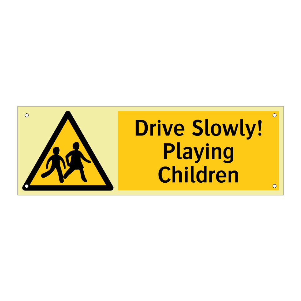 Drive Slowly! Playing Children