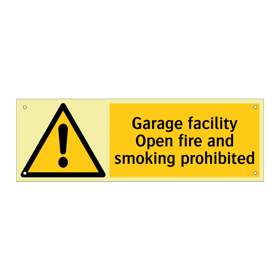 Garage facility Open fire and smoking prohibited