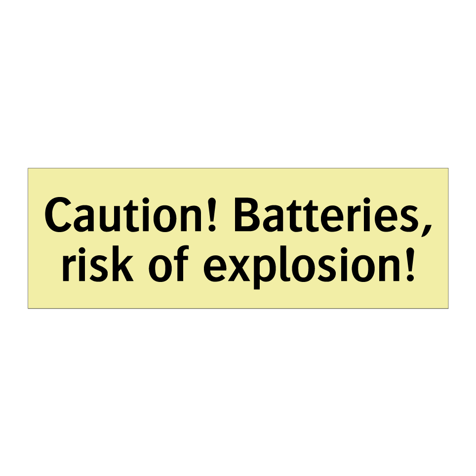 Caution! Batteries, risk of explosion!