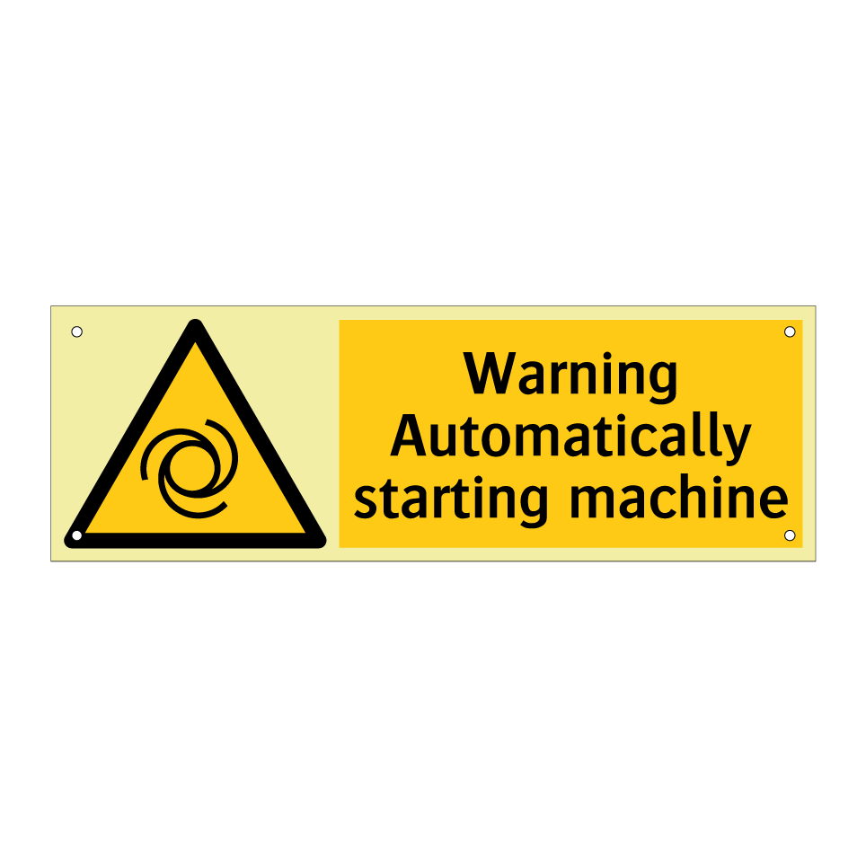 Warning Automatically starting machine