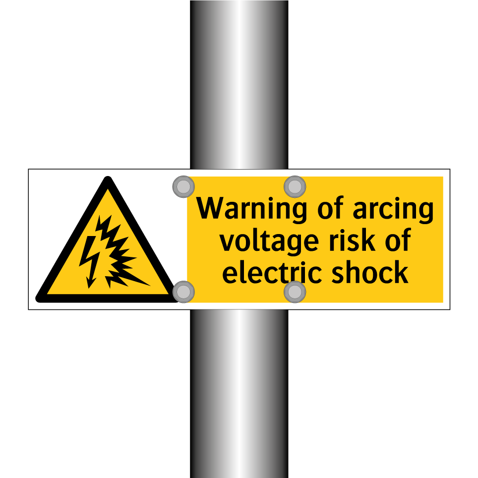 Warning of arcing voltage risk of electric shock