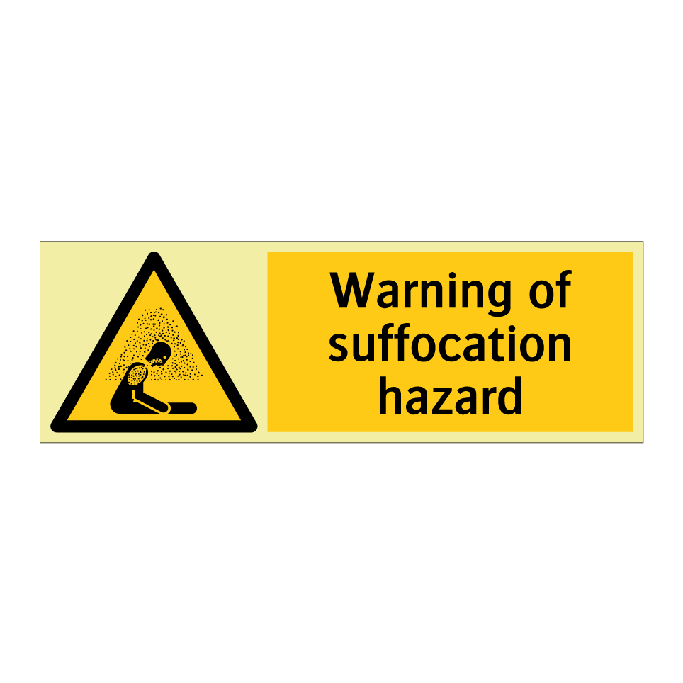 Warning of suffocation hazard