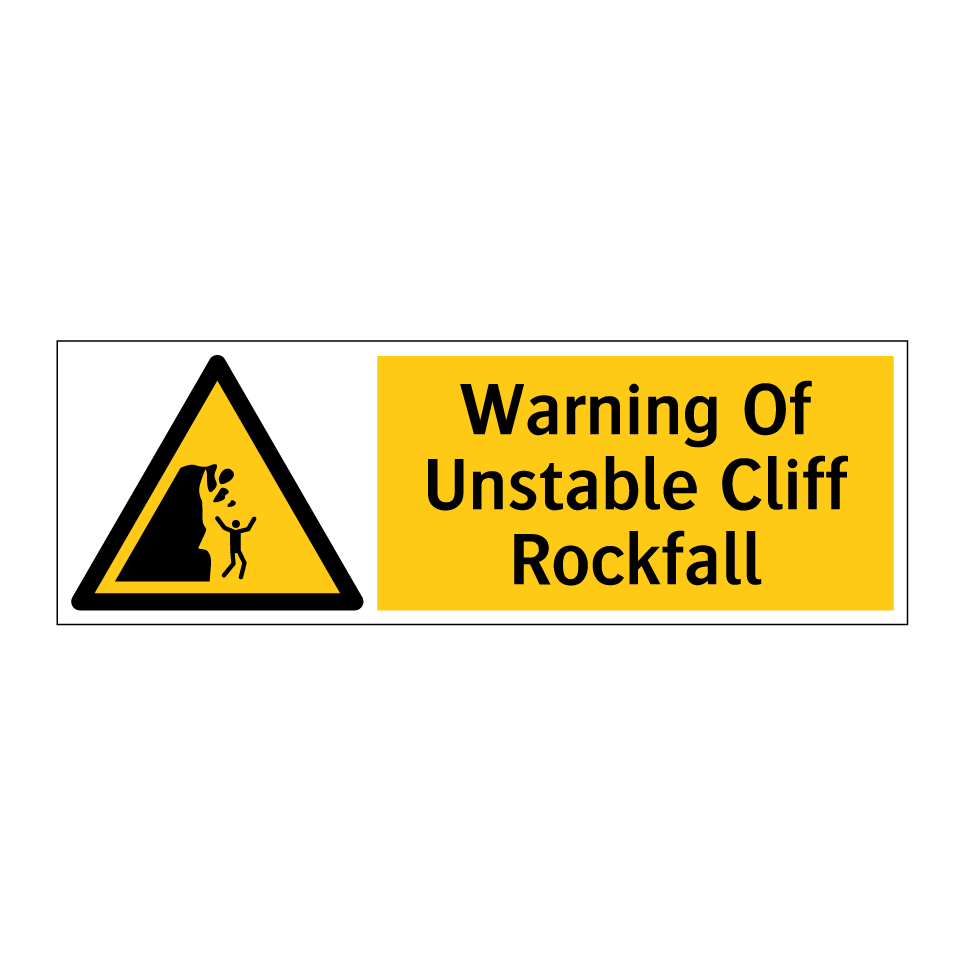 Warning Of Unstable Cliff Rockfall