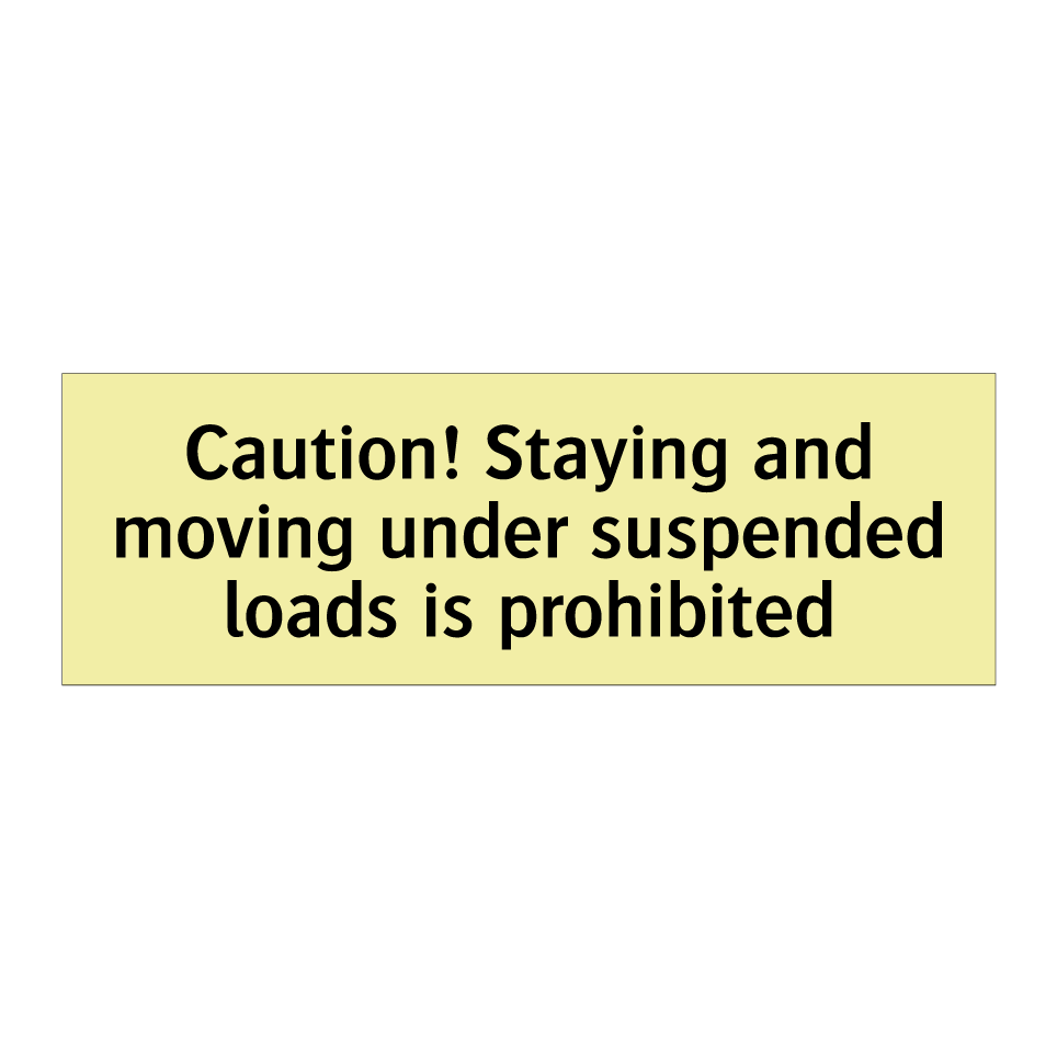 Caution! Staying and moving under suspended loads is prohibited