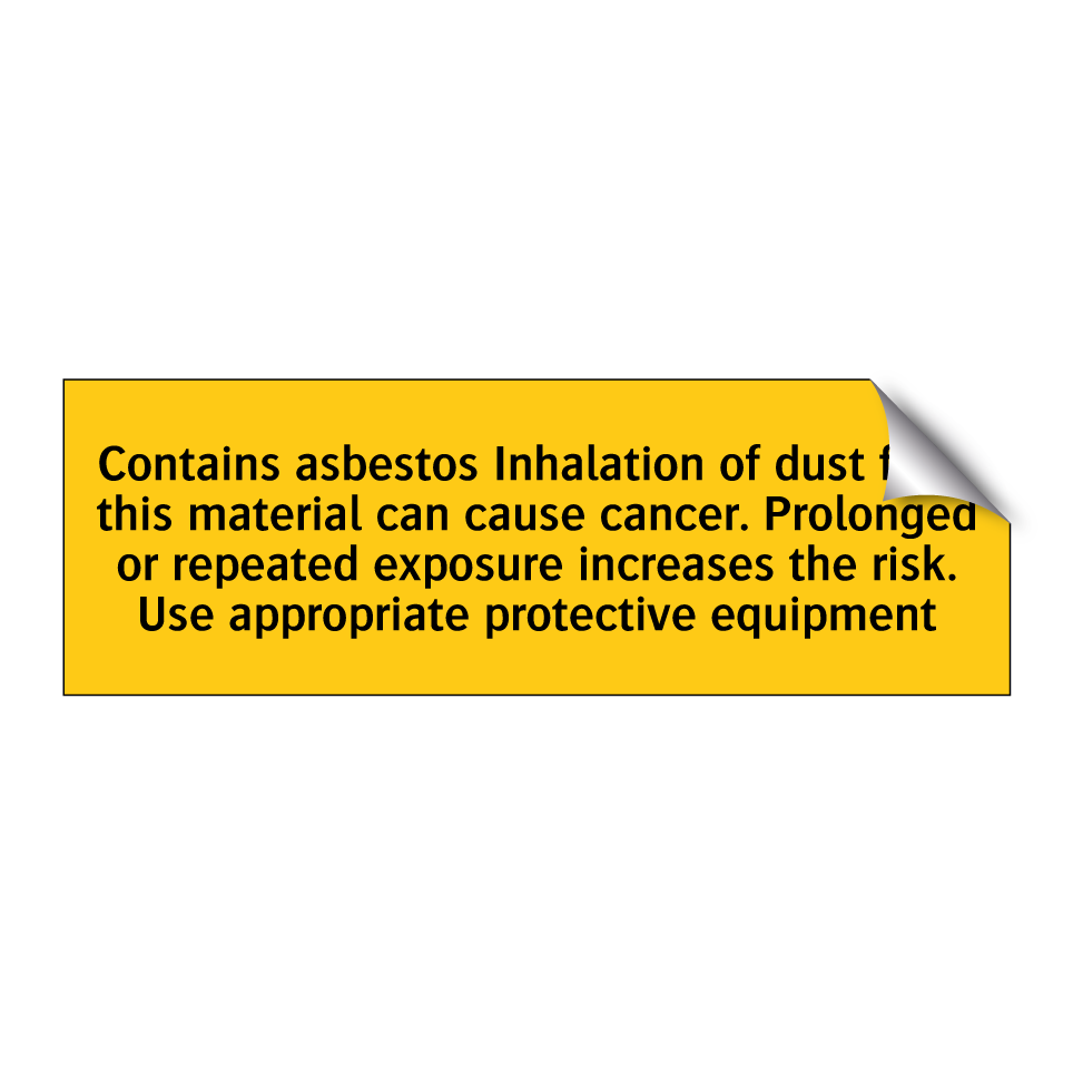 Contains asbestos Inhalation of dust from this material can cause cancer. Prolonged or repeated exposure increases the risk. Use appropriate protective equipment