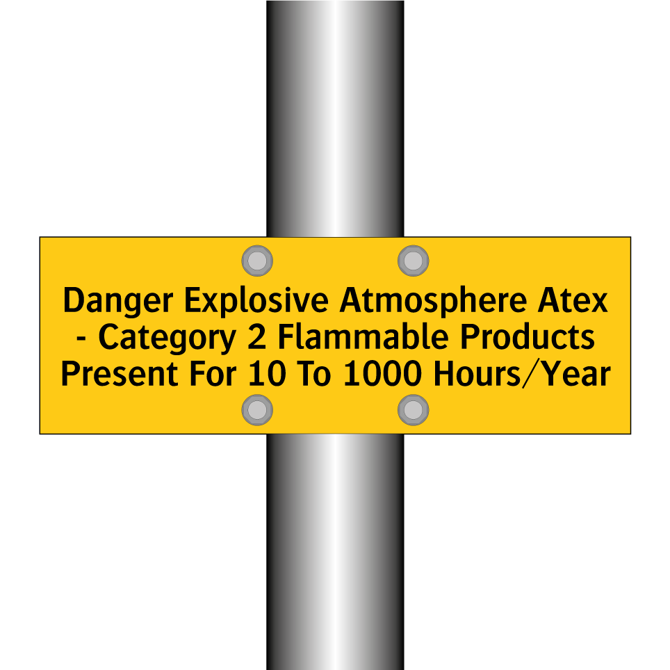 Danger Explosive Atmosphere Atex - Category 2 Flammable Products Present For 10 To 1000 Hours/Year