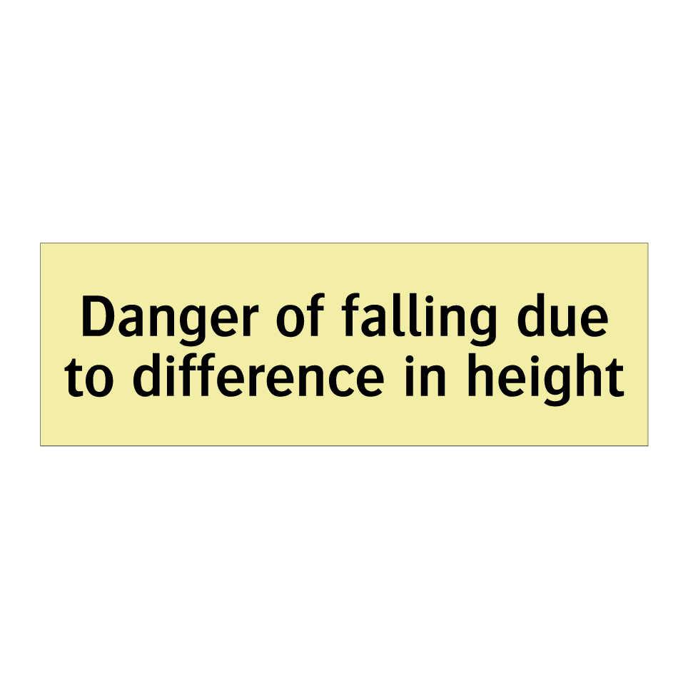 Danger of falling due to difference in height
