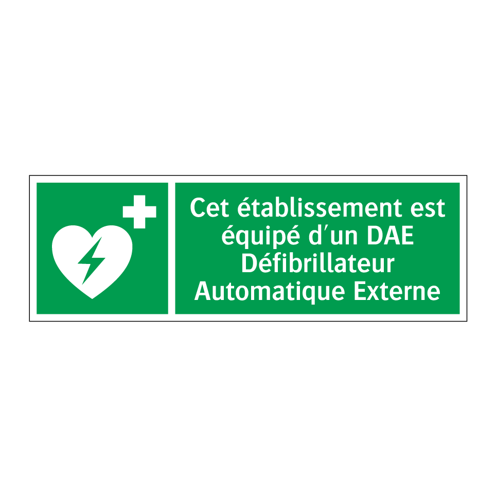 Cet établissement est équipé d'un DAE Défibrillateur Automatique Externe
