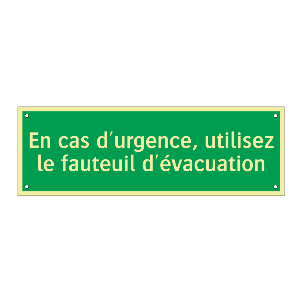 En cas d'urgence, utilisez le fauteuil d'évacuation