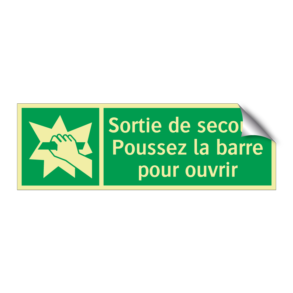 Sortie de secours Poussez la barre pour ouvrir