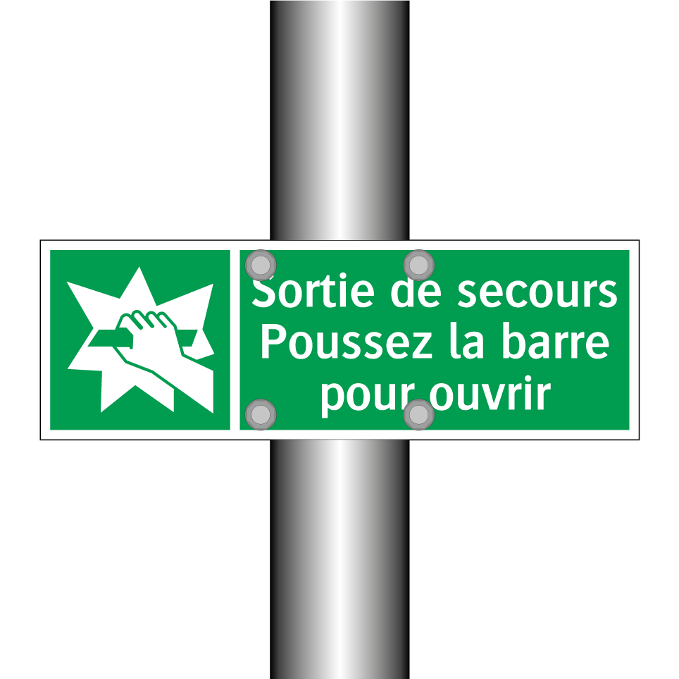 Sortie de secours Poussez la barre pour ouvrir