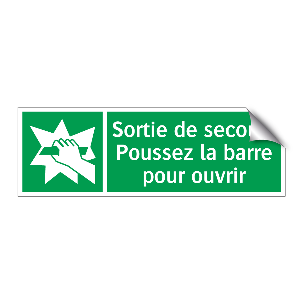 Sortie de secours Poussez la barre pour ouvrir