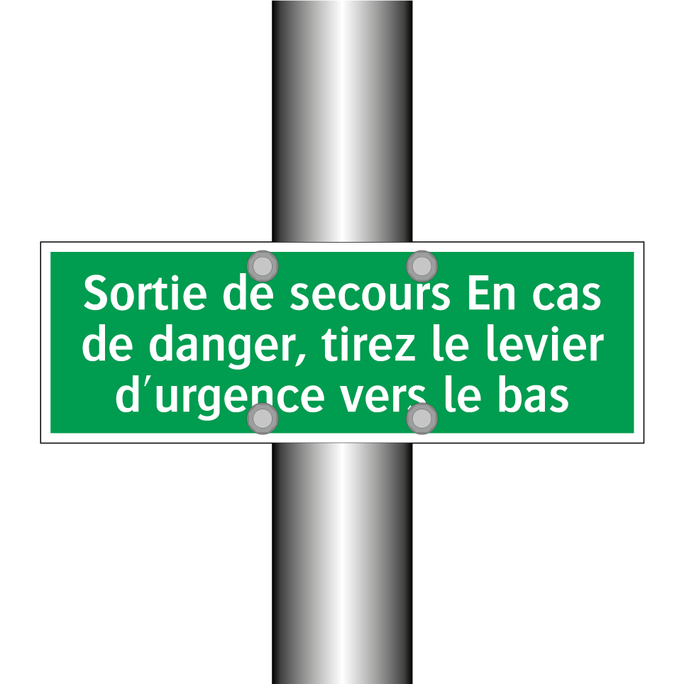 Sortie de secours En cas de danger, tirez le levier d'urgence vers le bas