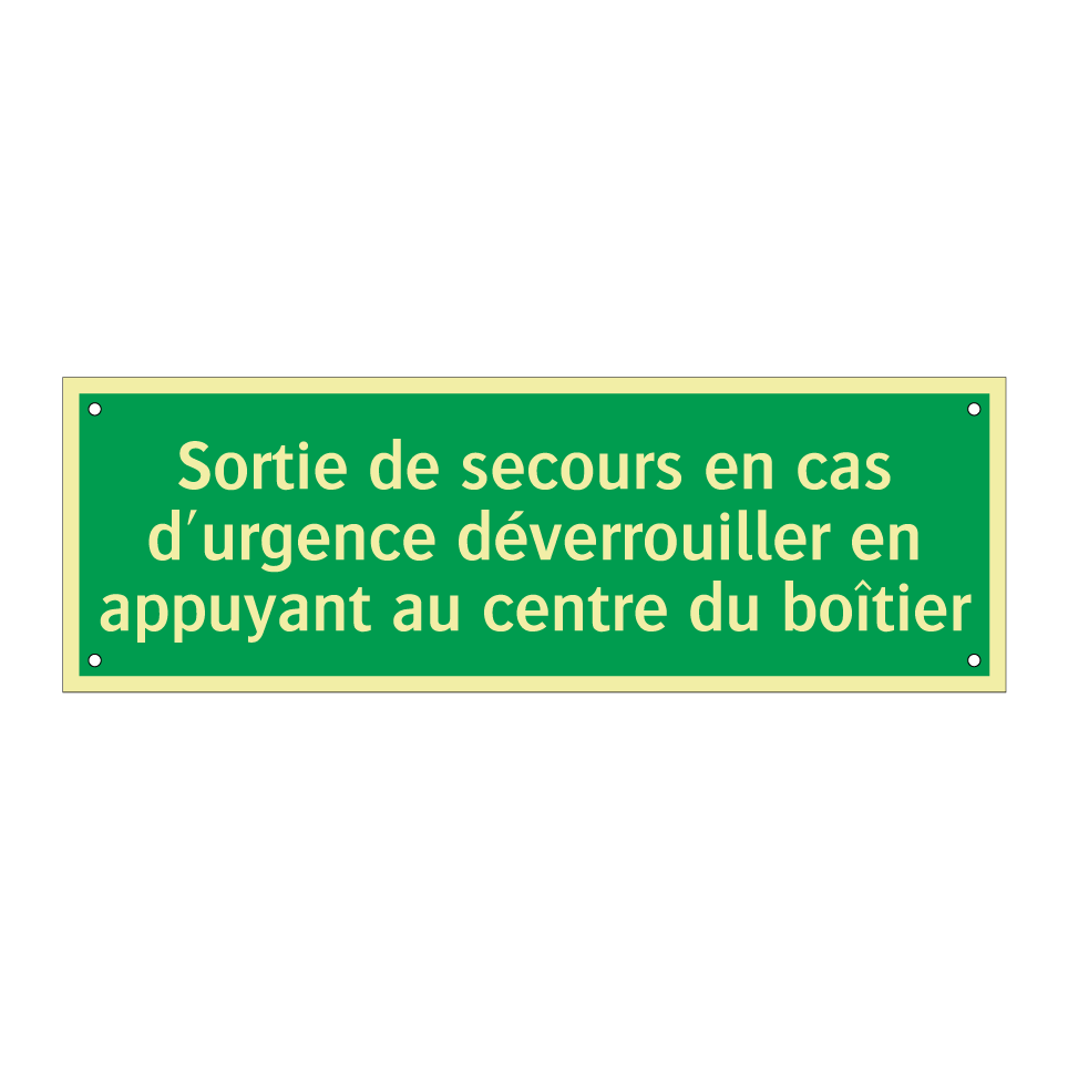 Sortie de secours en cas d'urgence déverrouiller en appuyant au centre du boîtier