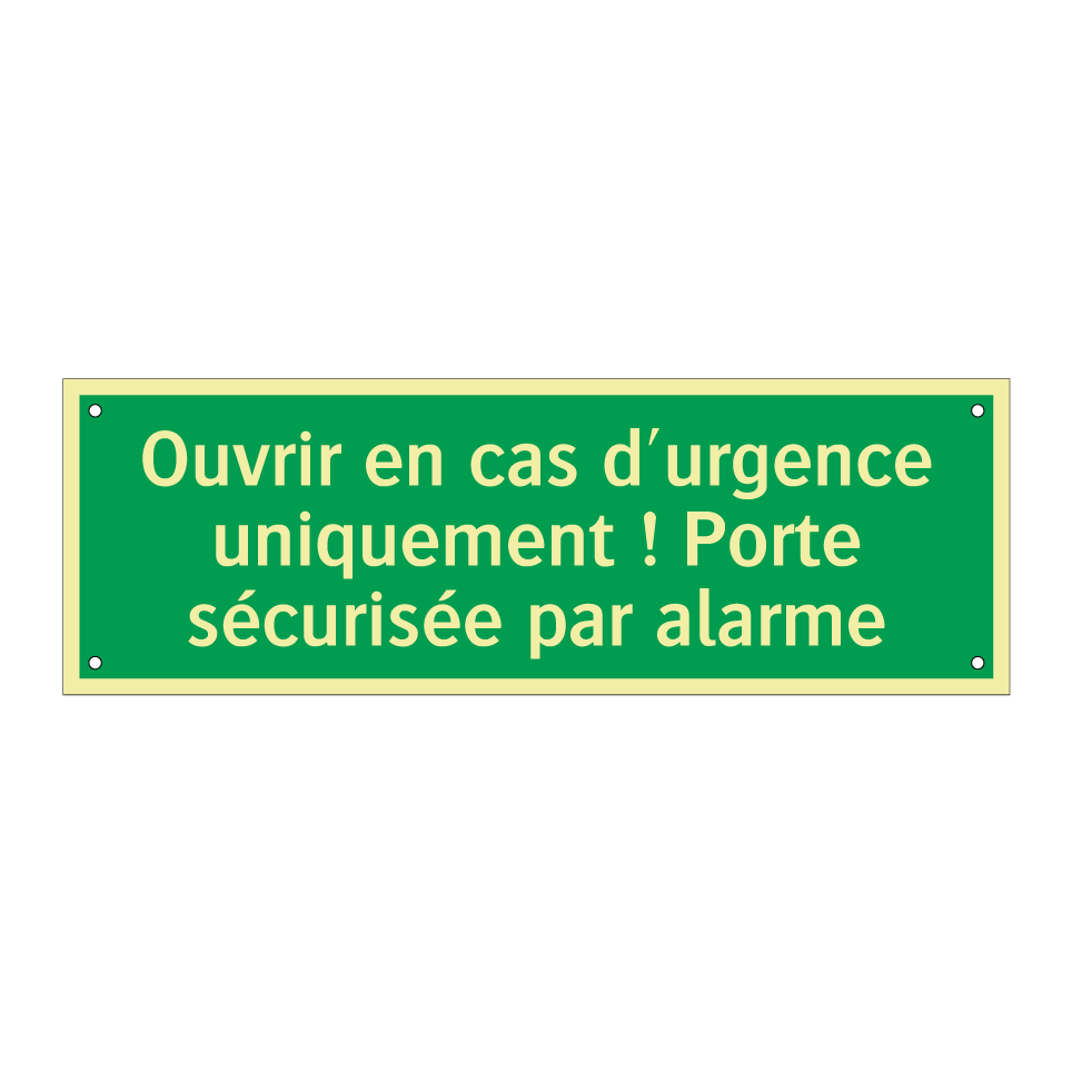 Ouvrir en cas d'urgence uniquement ! Porte sécurisée par alarme