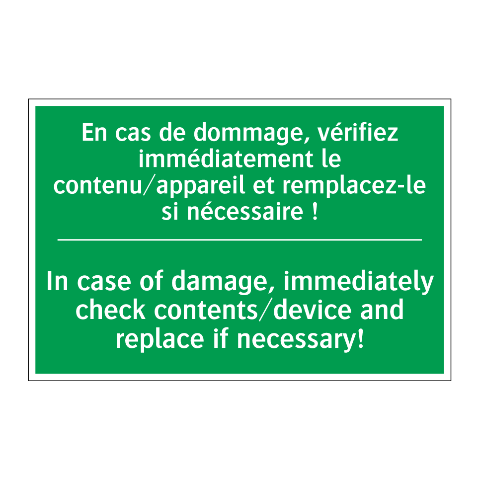 En cas de dommage, vérifiez immédiatement /.../ - In case of damage, immediately /.../