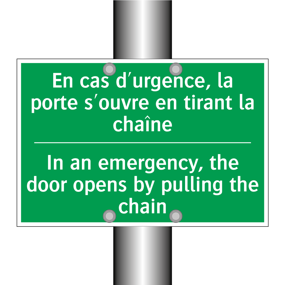 En cas d'urgence, la porte s'ouvre /.../ - In an emergency, the door opens /.../