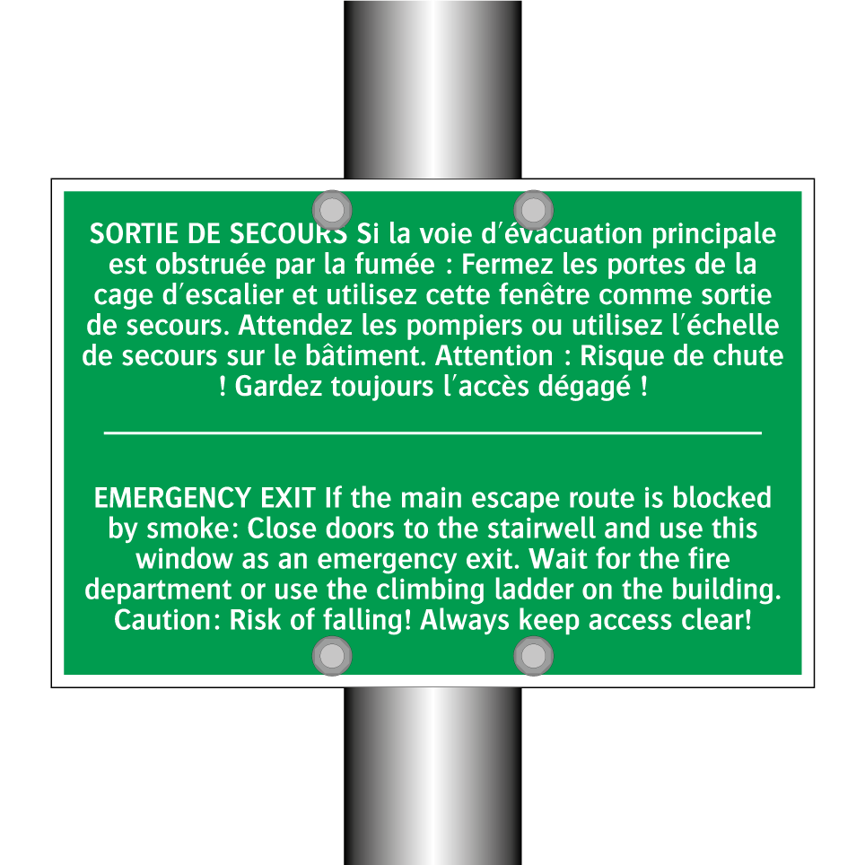 SORTIE DE SECOURS Si la voie d'évacuation /.../ - EMERGENCY EXIT If the main escape /.../