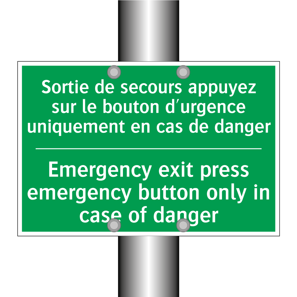 Sortie de secours appuyez sur /.../ - Emergency exit press emergency /.../