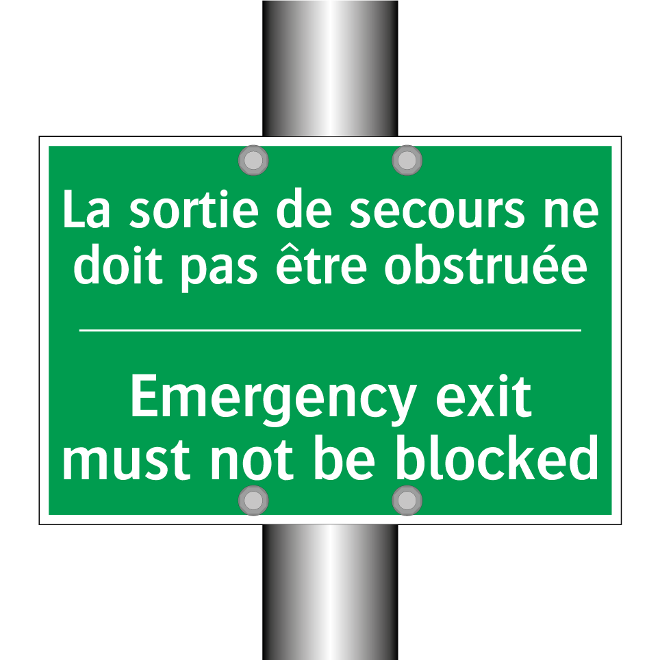 La sortie de secours ne doit pas /.../ - Emergency exit must not be blocked /.../