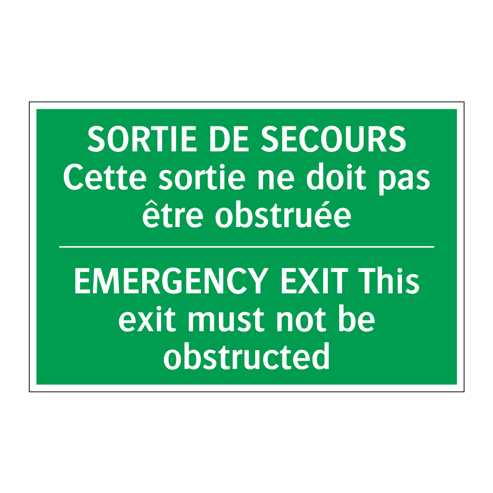 SORTIE DE SECOURS Cette sortie /.../ - EMERGENCY EXIT This exit must /.../