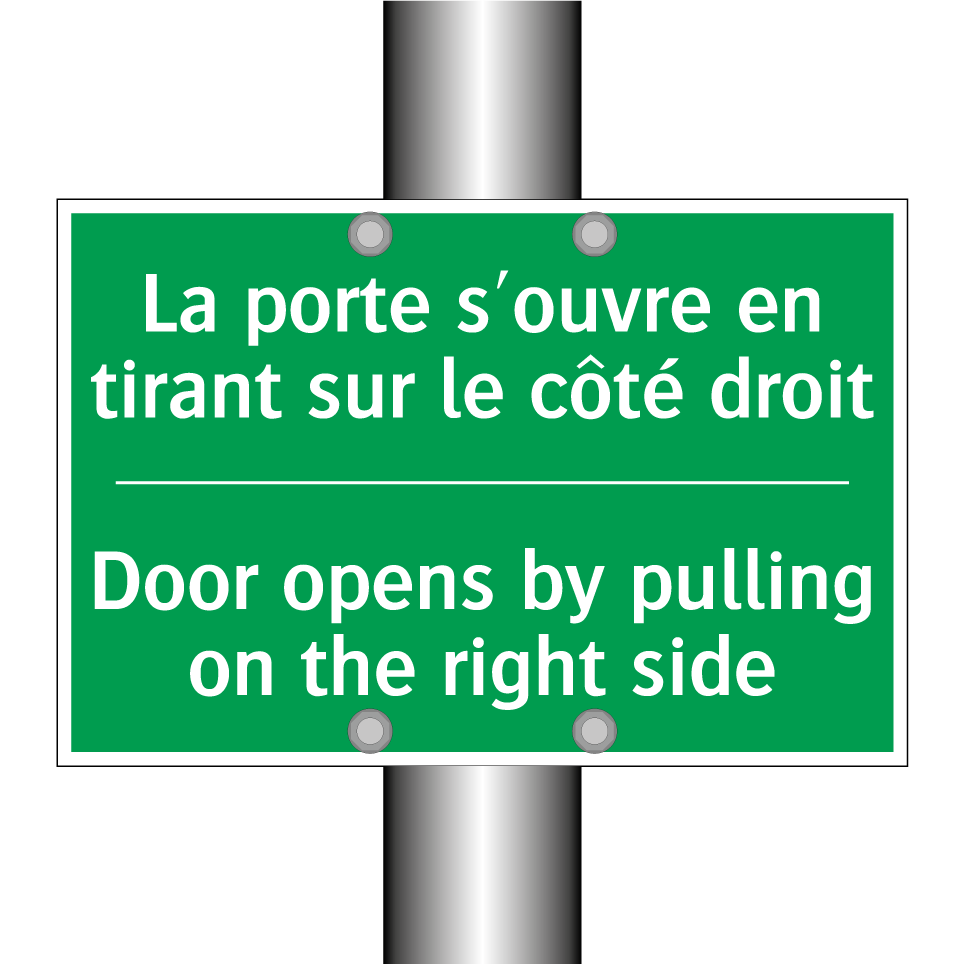 La porte s'ouvre en tirant sur /.../ - Door opens by pulling on the right /.../