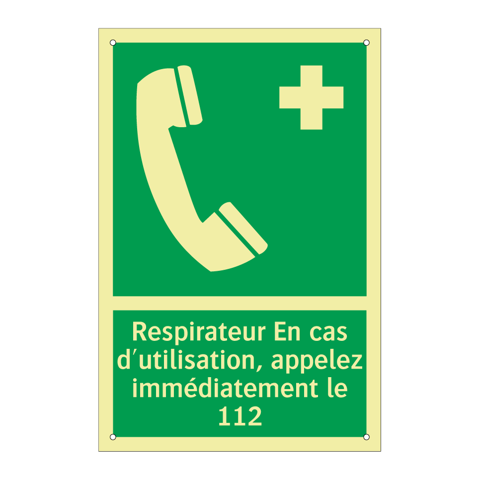 Respirateur En cas d'utilisation, appelez immédiatement le 112