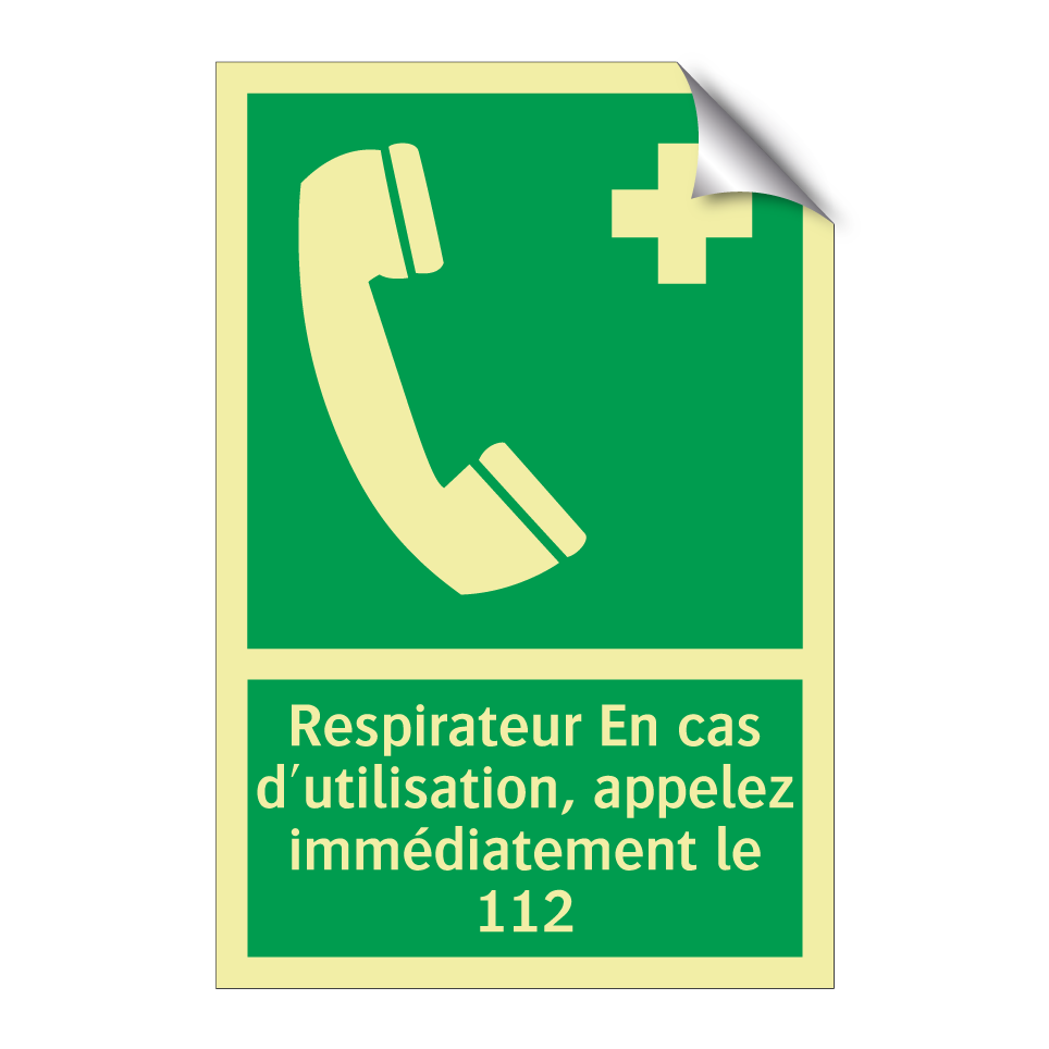 Respirateur En cas d'utilisation, appelez immédiatement le 112