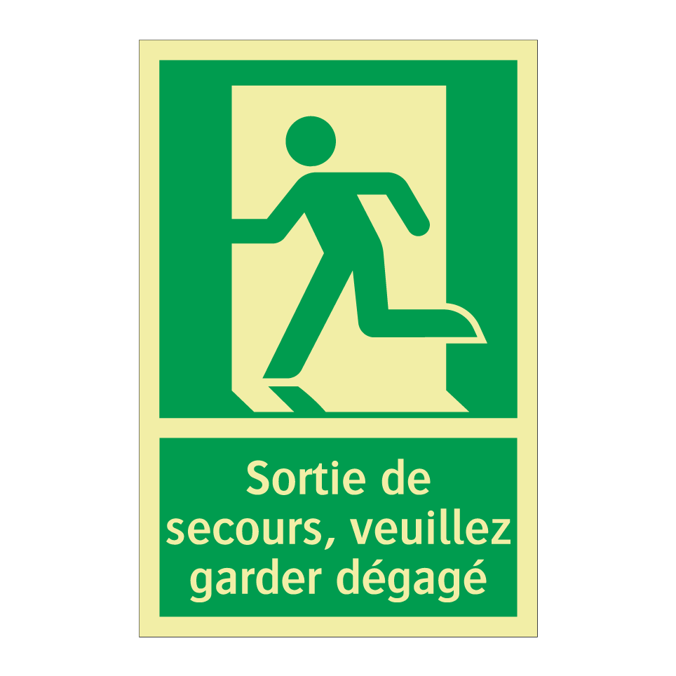 Sortie de secours, veuillez garder dégagé