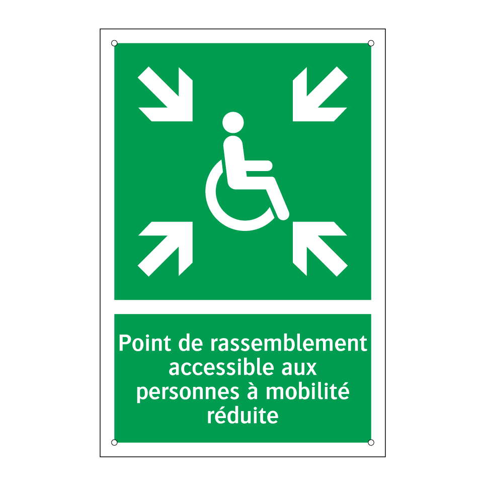 Point de rassemblement accessible aux personnes à mobilité réduite