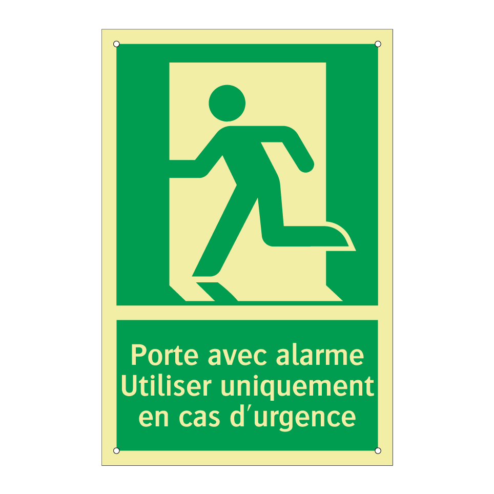 Porte avec alarme Utiliser uniquement en cas d'urgence
