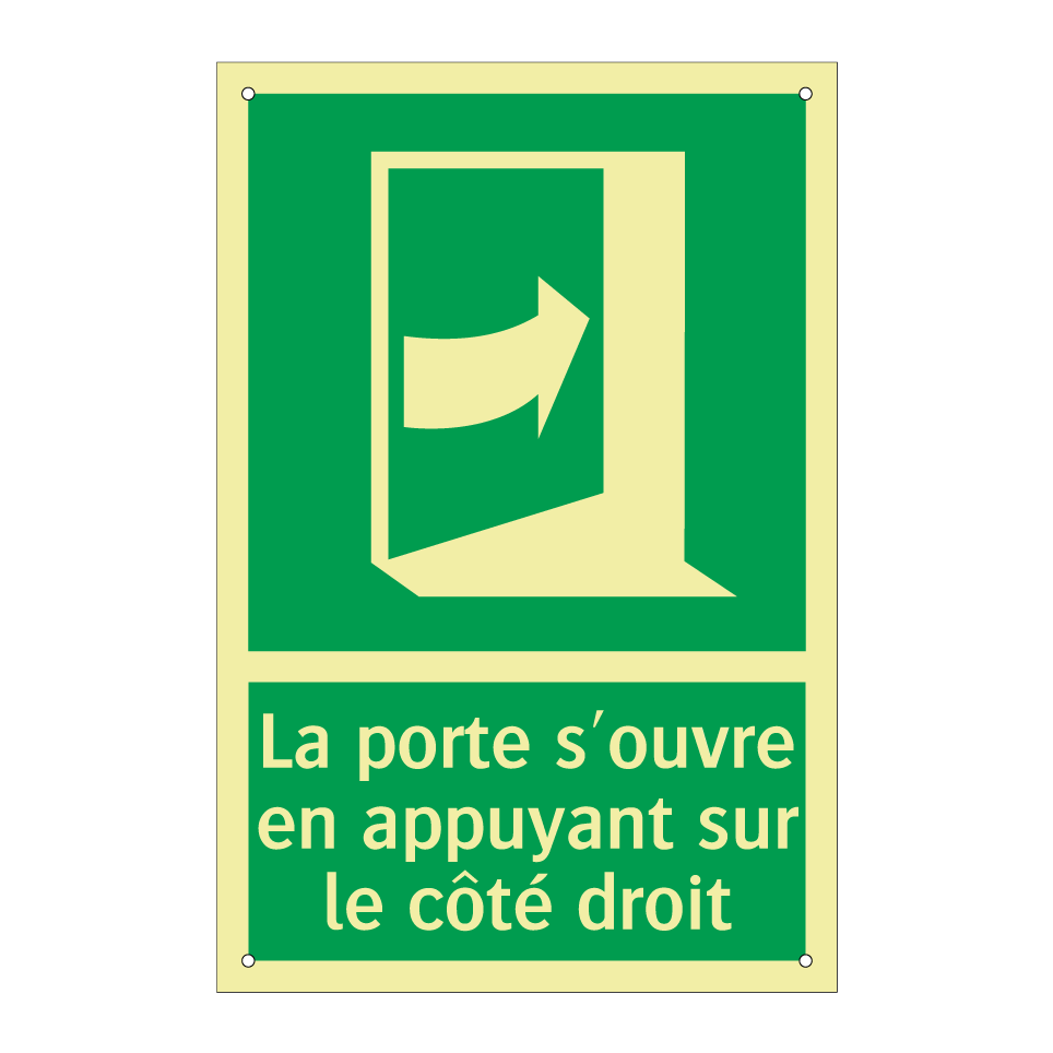 La porte s'ouvre en appuyant sur le côté droit