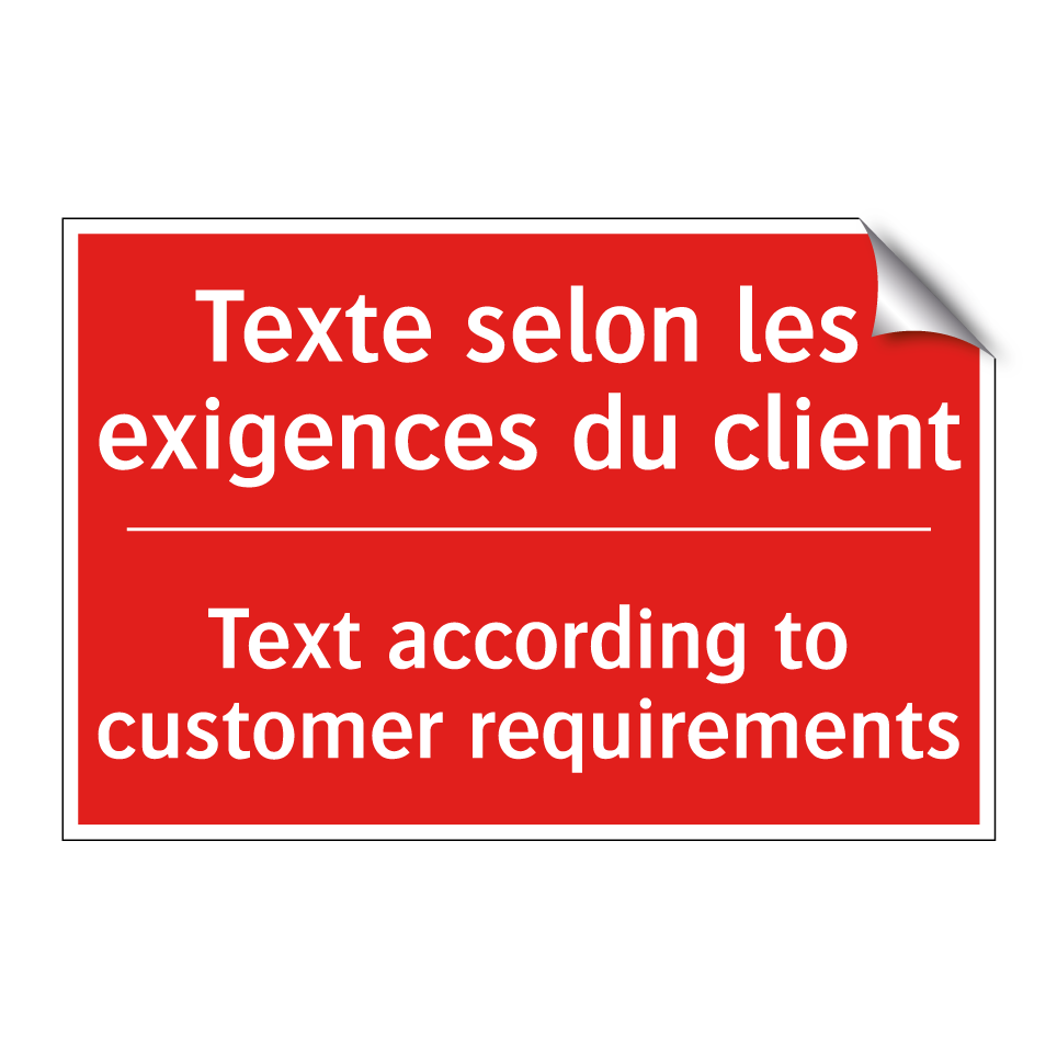 Texte selon les exigences du client /.../ - Text according to customer requirements /.../