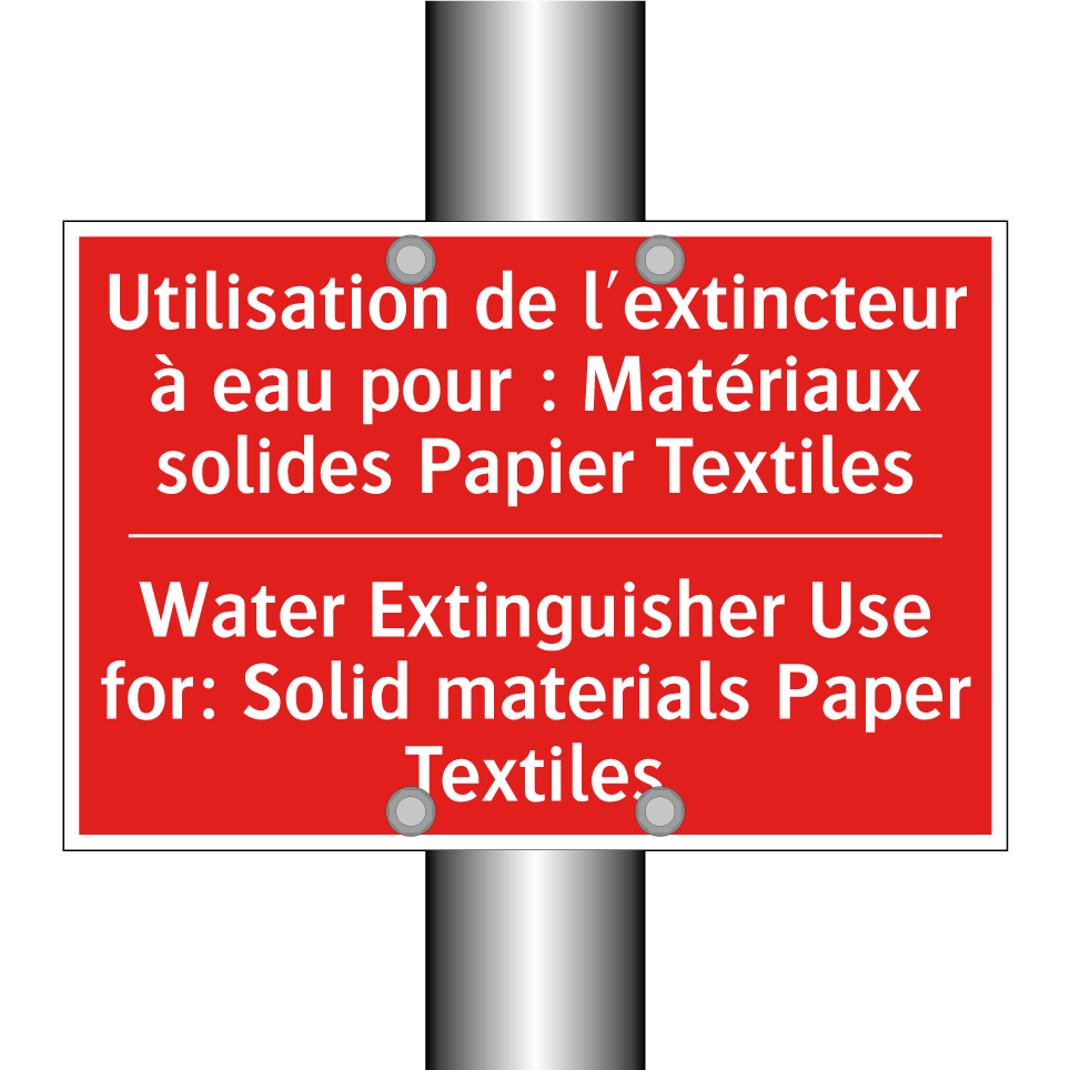 Utilisation de l'extincteur à /.../ - Water Extinguisher Use for: Solid /.../