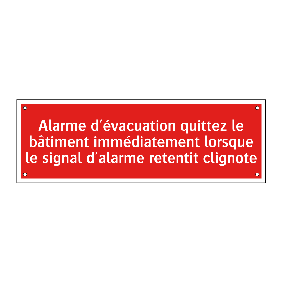 Alarme d'évacuation quittez le bâtiment immédiatement lorsque le signal d'alarme retentit clignote