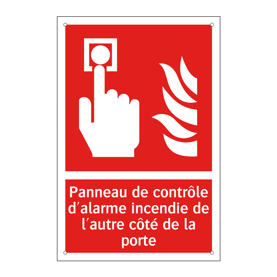 Panneau de contrôle d'alarme incendie de l'autre côté de la porte