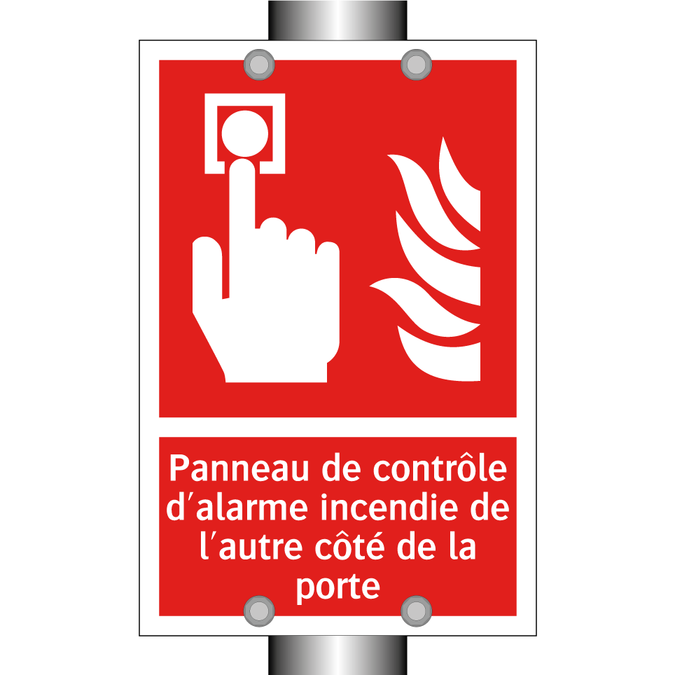 Panneau de contrôle d'alarme incendie de l'autre côté de la porte