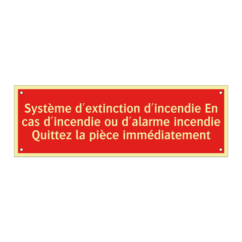 Système d'extinction d'incendie En cas d'incendie ou d'alarme incendie Quittez la pièce immédiatement
